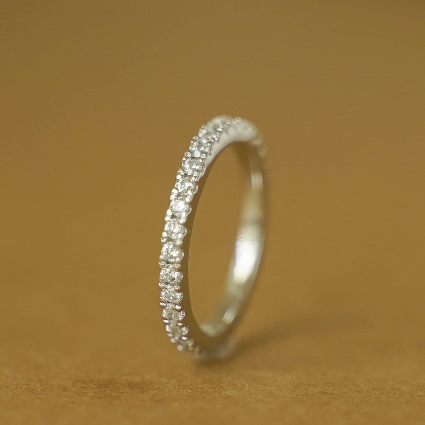 Sterling Silver Full Eternity 2mm Paved CZ Crystal Stacking Band Ring I - U
