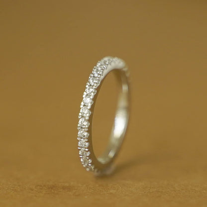 Sterling Silver Full Eternity 2mm Paved CZ Crystal Stacking Band Ring I - U
