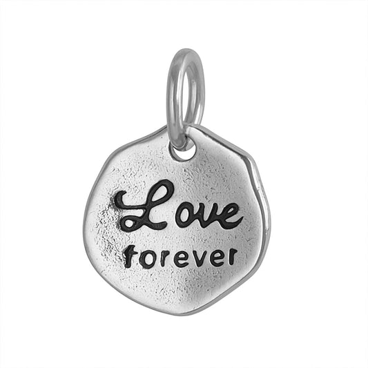 Sterling Silver Solid Hexagon Love Forever Tag Charm Pendant