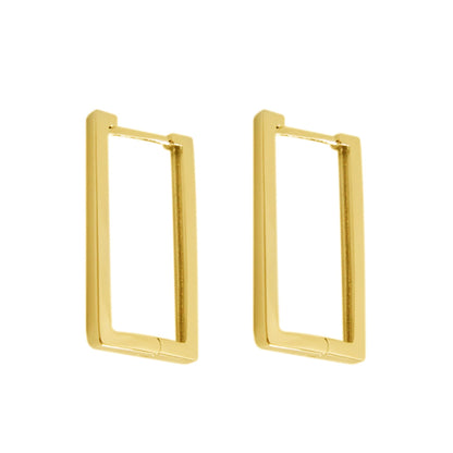Sterling Silver Rectangle Square Huggie Hoop Drop Earrings 3 Tones Rhodium 18K Gold Rose Gold