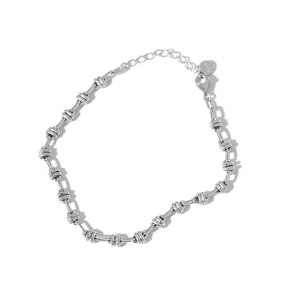 Oval rope curb bracelet, silver-tone chain with oval link segments and clasp