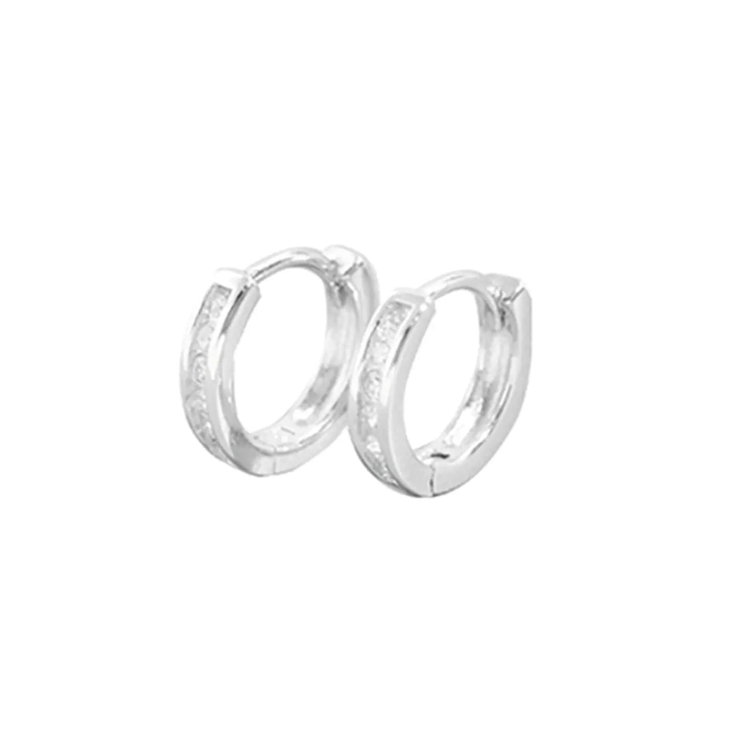Sterling Silver 5 - 9mm Hoop Channel CZ Huggie Hinged Cuff Half Eternity Earrings
