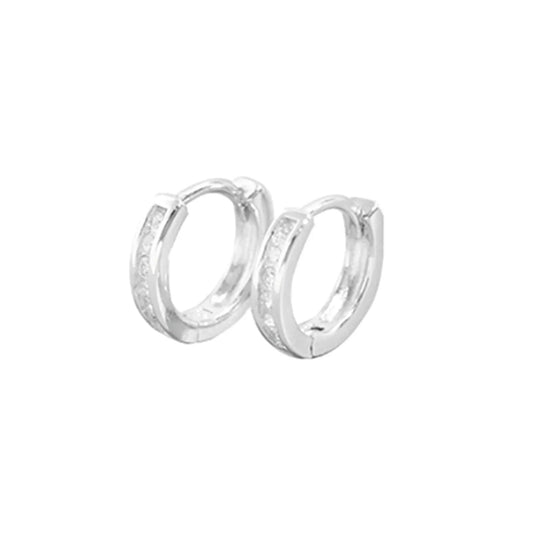 Sterling Silver 5 - 9mm Hoop Channel CZ Huggie Hinged Cuff Half Eternity Earrings