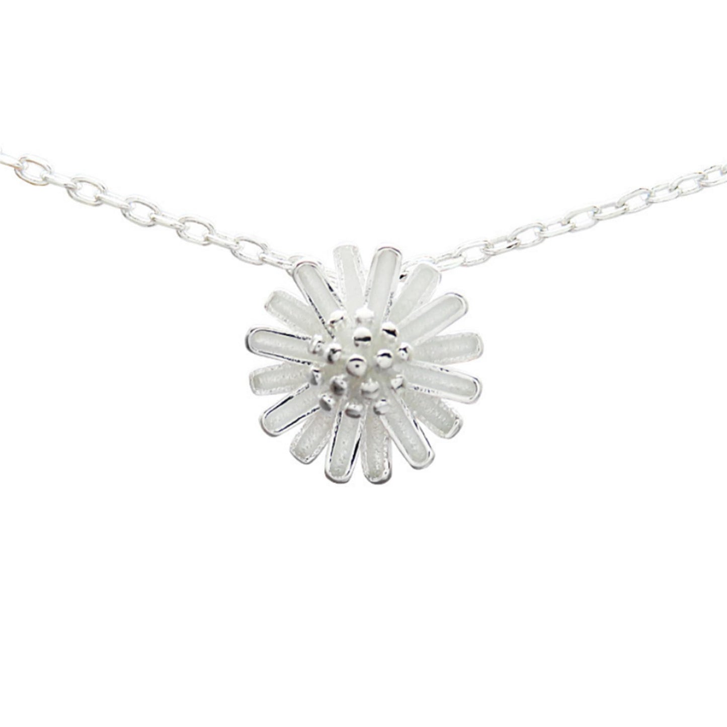 Sterling Silver 11mm Daisy Flower Blossom Pendant Lobster Clasp Necklace 40cm - 44cm 17.3'' 2 Tones Silver / Gold