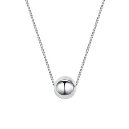 Polished Ball Necklace pendant with silver-tone round polished sphere and chain