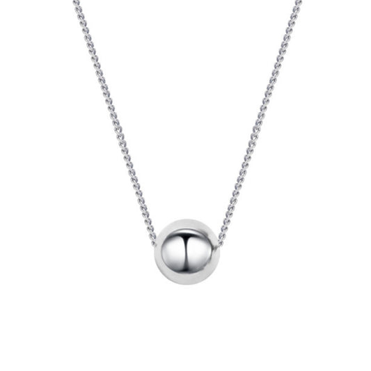 Sterling Silver Shiny Polished 8mm Ball Bead Necklace 40cm - 44cm 17.3''