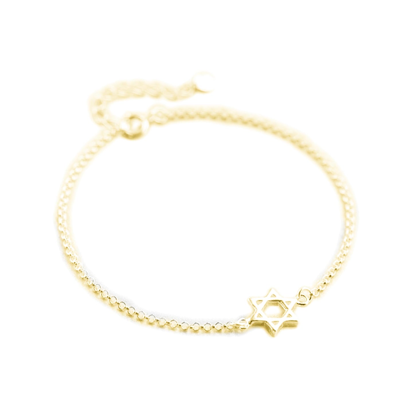 Gold bracelet with Star of David charm and beaded chain