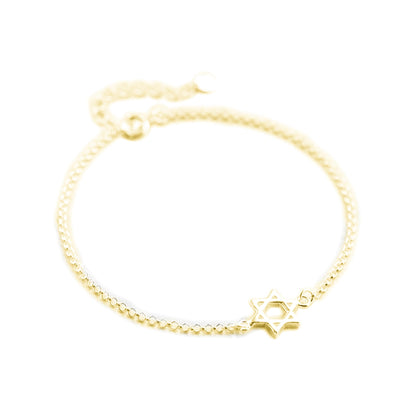 Gold bracelet with Star of David charm and beaded chain
