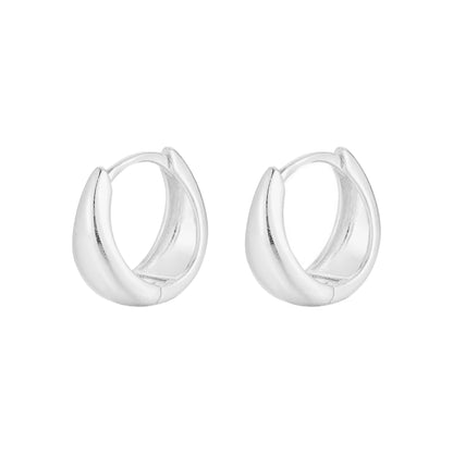 Sterling Silver Teardrop Waterdrop Huggie Hoop Earrings 8 - 9mm Inside