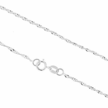 Rhodium twisted chain with round clasp and small linked rings