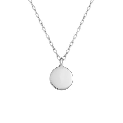 Sterling Silver Round Disc Pebble Circle Necklace Minimal Jewellery 40cm - 45.5cm 18''