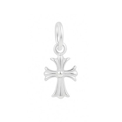Sterling Silver Fleur De Lis Cross Charm Pendant 10*15mm 7*7mm 2 Tones Unisex