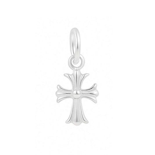 Sterling Silver Fleur De Lis Cross Charm Pendant 10*15mm 7*7mm 2 Tones Unisex