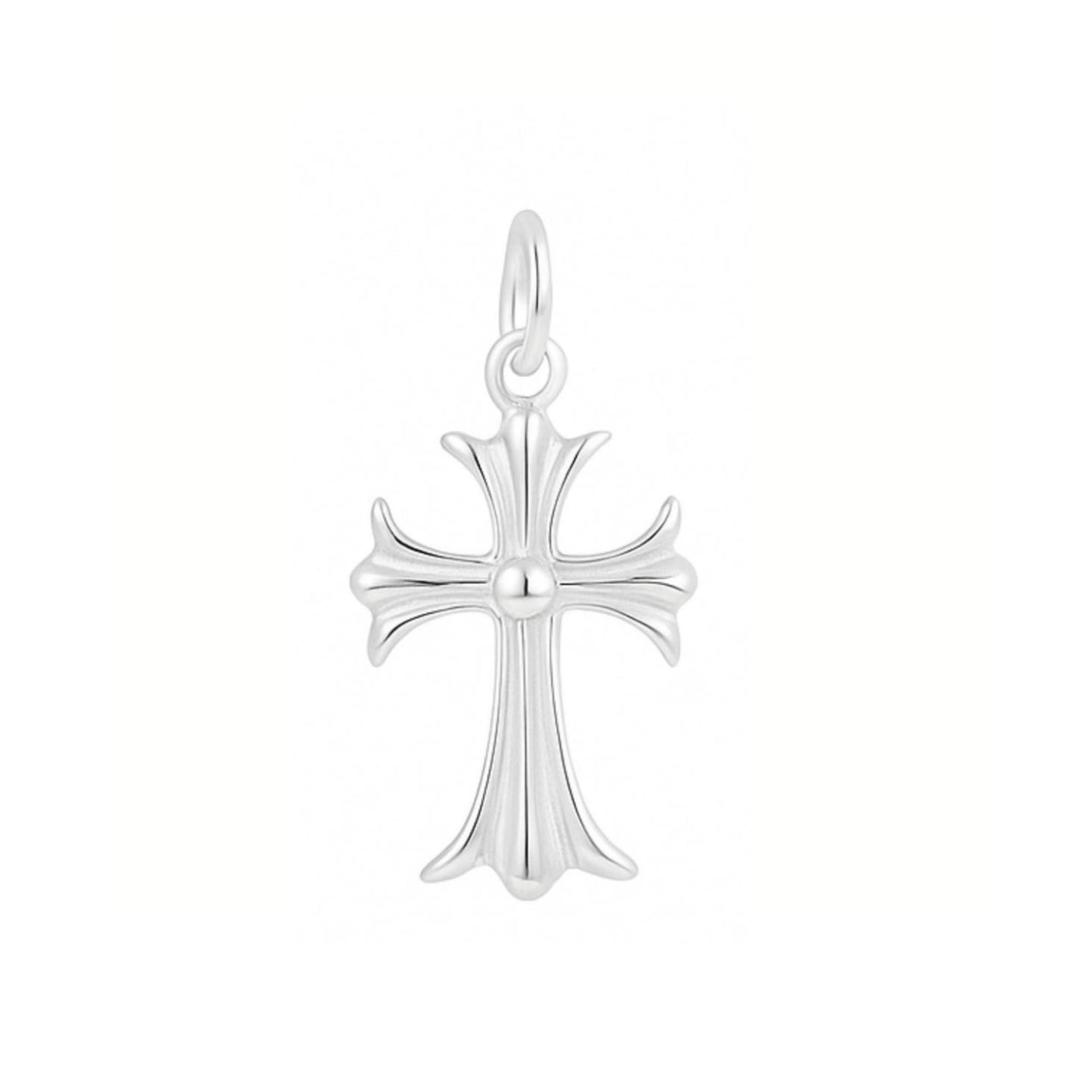 Sterling Silver Fleur De Lis Cross Charm Pendant 10*15mm 7*7mm 2 Tones Unisex