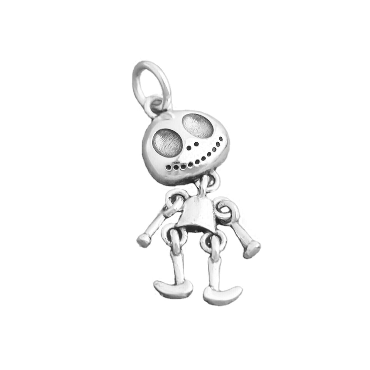 Sterling Silver Oxidised Movable Ghost Face Halloween Pendant