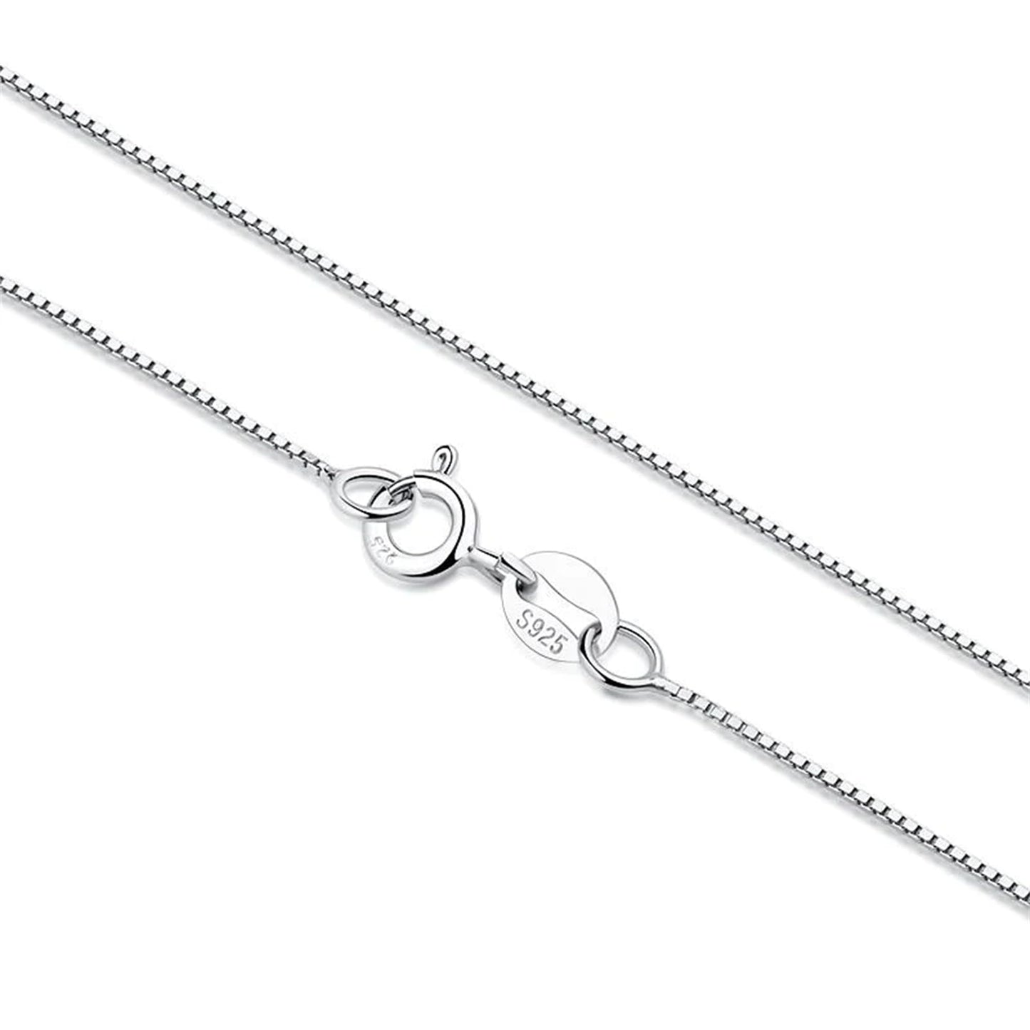 Minimalist Box Chain in Rhodium tone with clasp and “S925” stamp