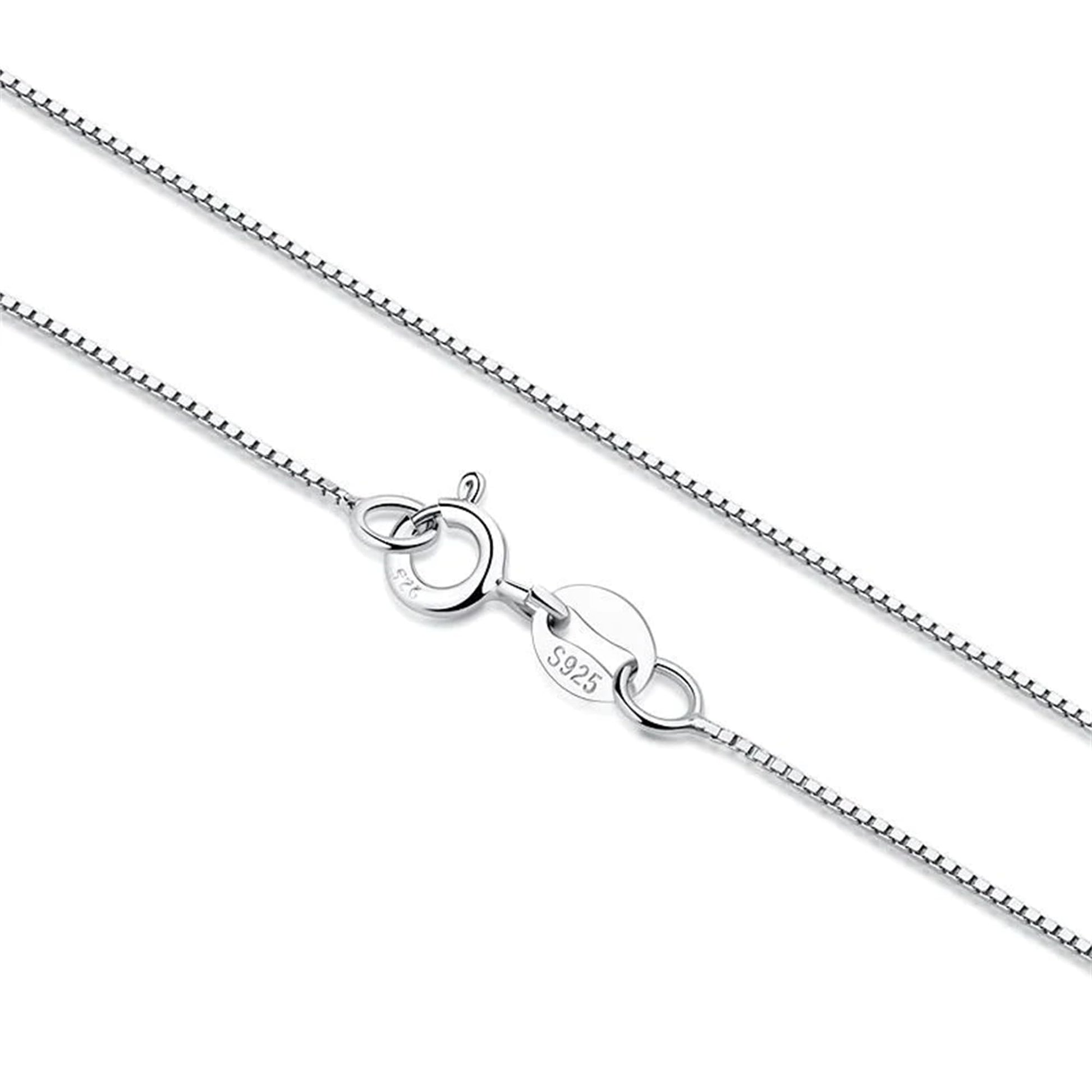 Minimalist Box Chain in Rhodium tone with clasp and “S925” stamp