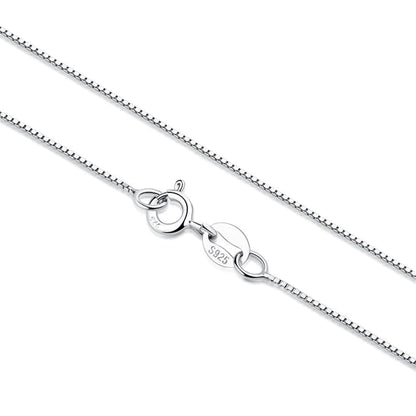 Minimalist Box Chain in Rhodium tone with clasp and “S925” stamp