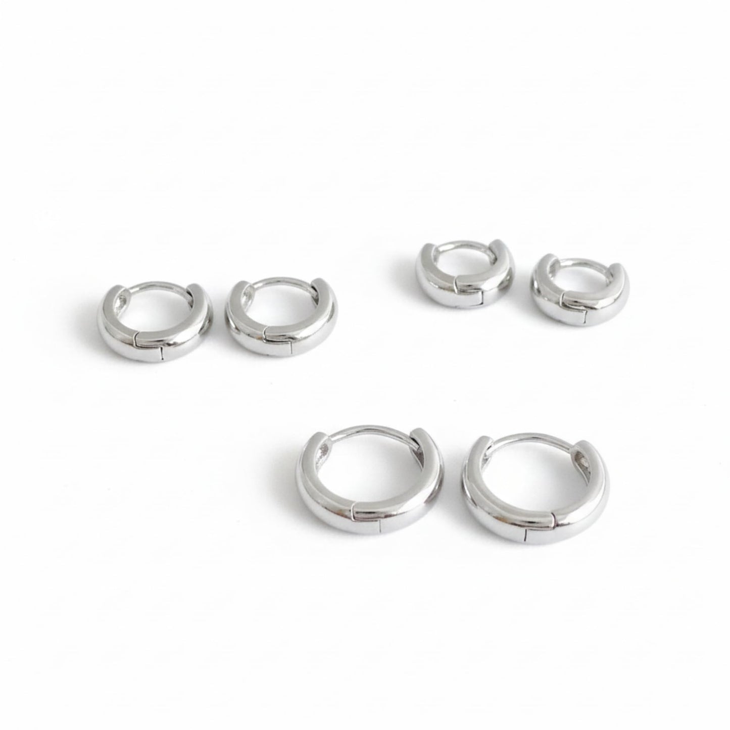 Sterling Silver 3mm Band Huggie Sleeper Hoop Earrings 6mm 8mm 10mm Unisex