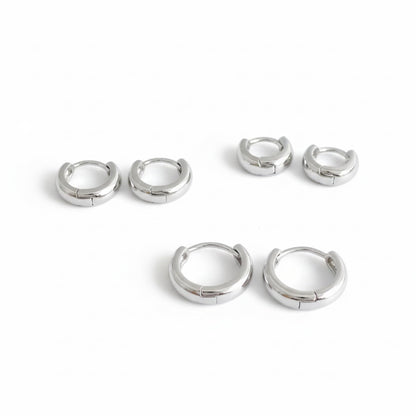 Sterling Silver 3mm Band Huggie Sleeper Hoop Earrings 6mm 8mm 10mm Unisex