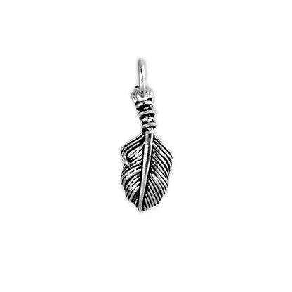 Sterling Silver Small Feather Angel Wing Charm Pendant For Necklace Bracelet Earrings (PS032_small_oxidized)