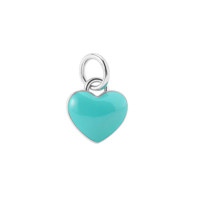 Turquoise glazed puffy heart charm with silver loop bail