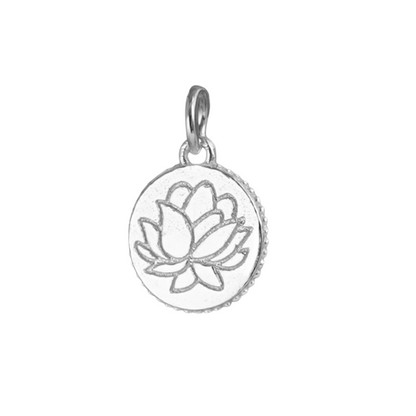 Sterling Silver Disc Dot Lotus Yoga Zen Namaste Beaded Edge Circle Pendant