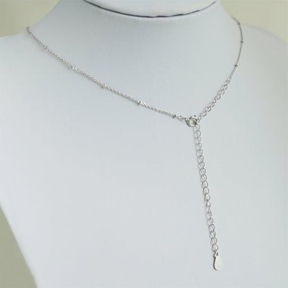 3-Tone Sterling Silver Saturn Chain Choker Necklace 1mm Flat Beaded Satellite Choker Chain - sugarkittenlondon