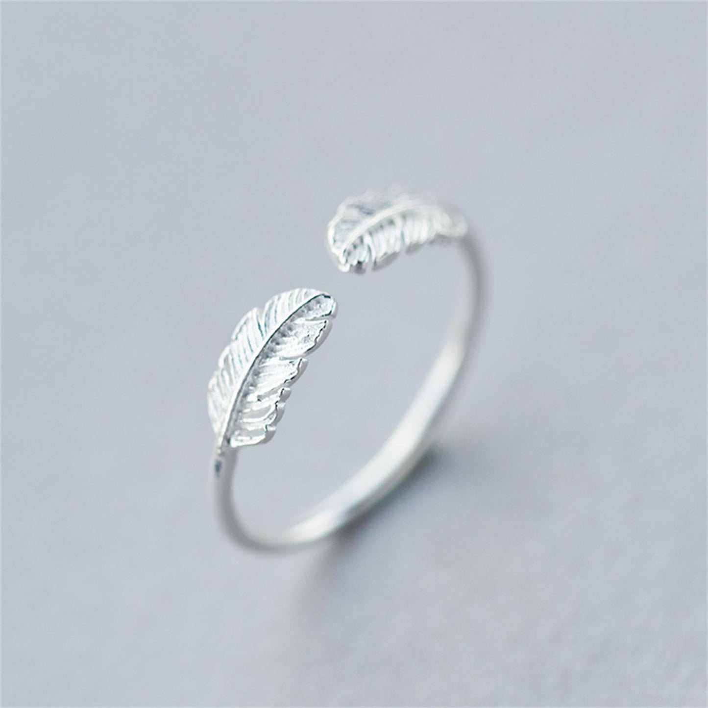 Sterling Silver Double Feather Angel Finger Wing Pair Open Band Ring