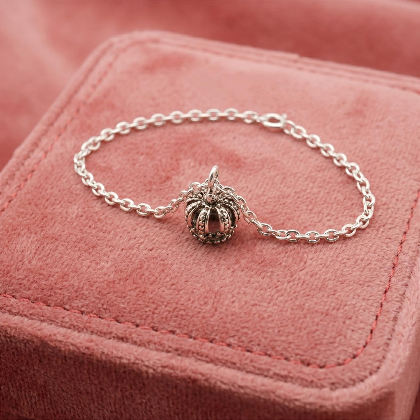 Sterling Silver Mini Crown with Cross Charm Silver / Oxidised Black Silver