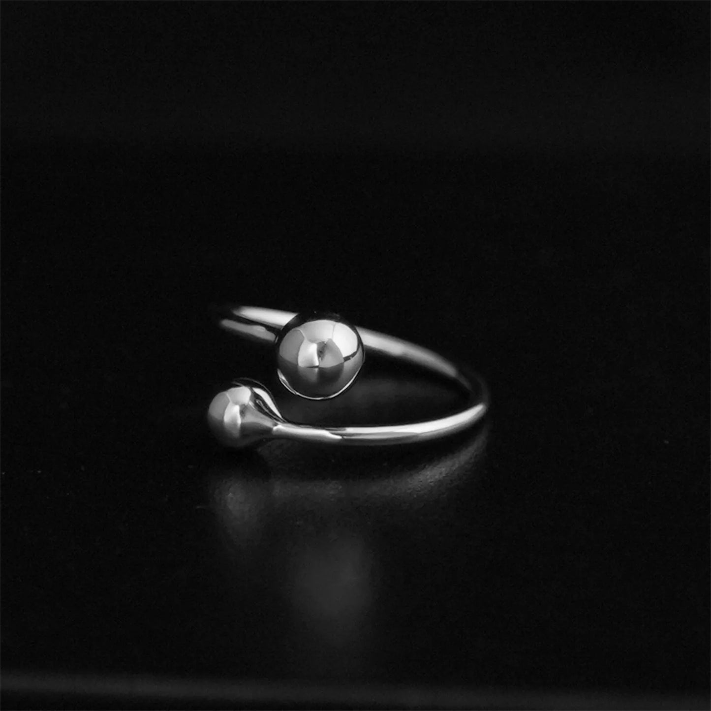Sterling Silver Twist Beads 5mm & 6mm Double Ball Wrap Ring Sizable L - P