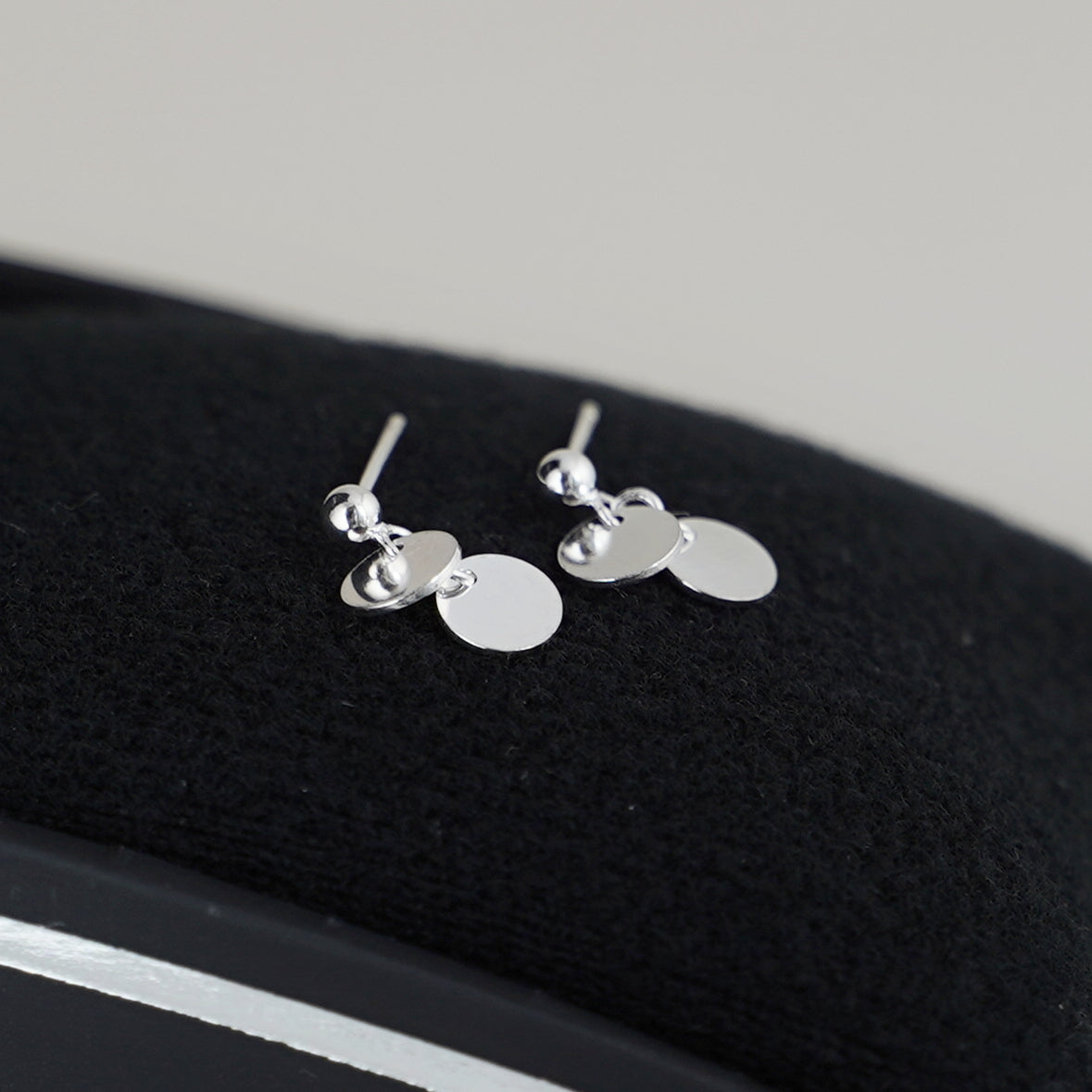 Silver Double Disc Drop Earrings