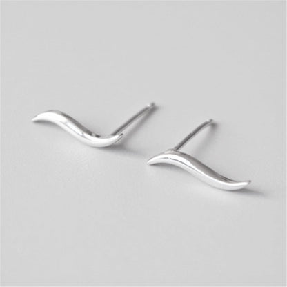 Wavy vine climber stud earrings with smooth, flowing wave contours and posts