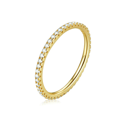 Sterling Silver Full Eternity 1.5mm Pave Set CZ Crystal Stacking Ring I - U