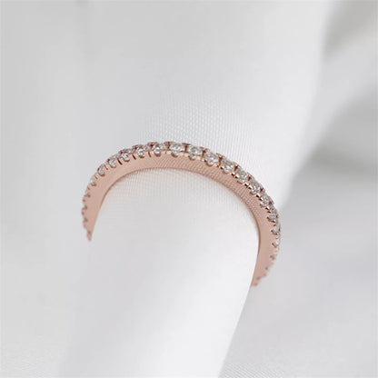 Rose Gold on Sterling Silver Full Eternity 2mm Paved CZ Crystal Band Ring I - U