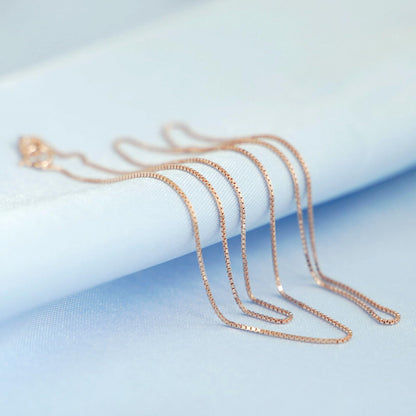 Minimalist Box Chain in Rose Gold tone, layered thin chains