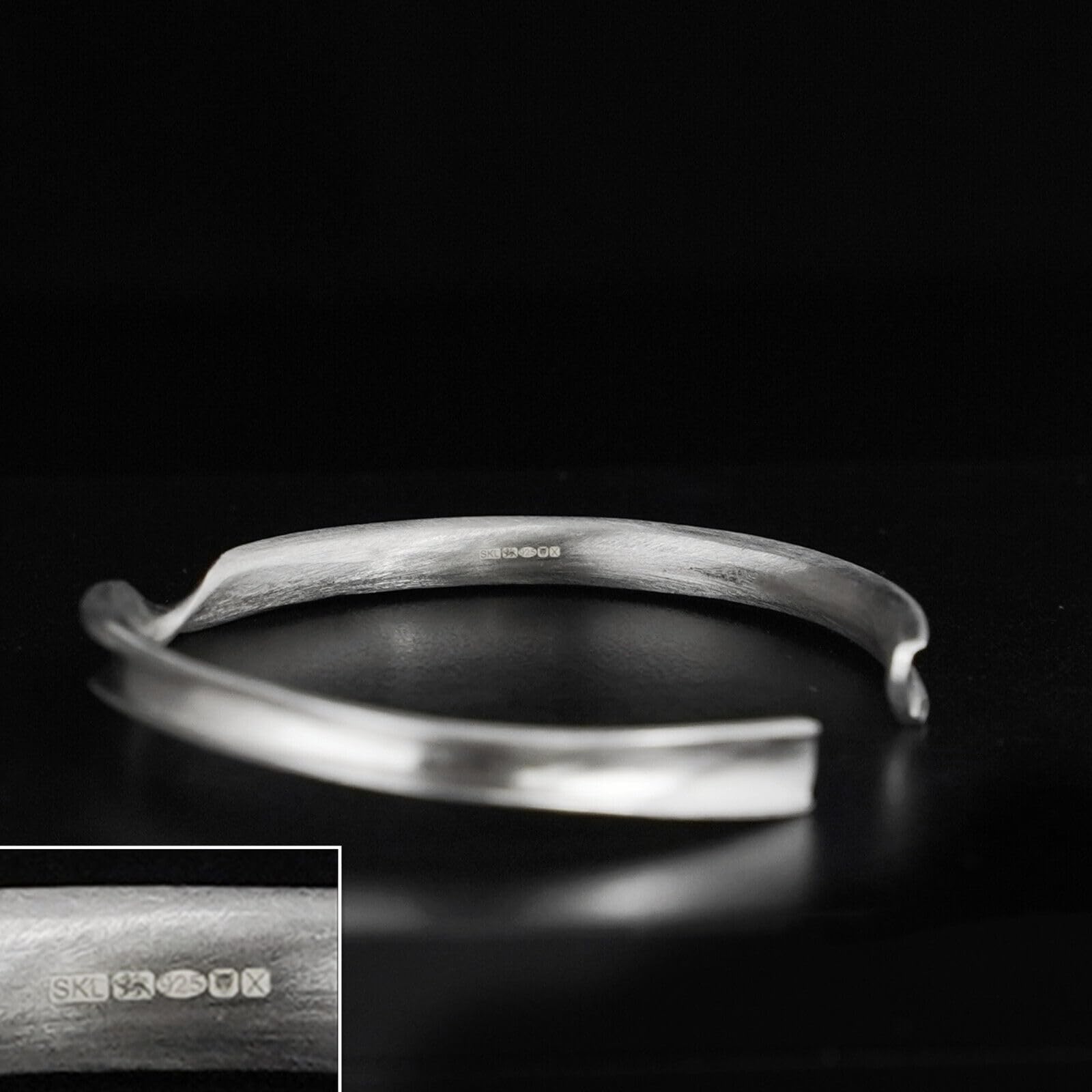 Matte Twist Rope Cuff bracelet, silver-tone with subtle hallmark details