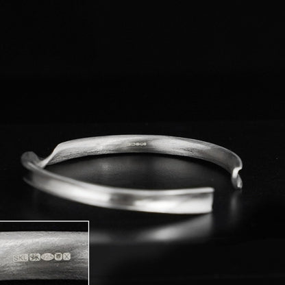 Matte Twist Rope Cuff bracelet, silver-tone with subtle hallmark details