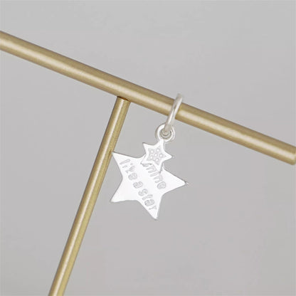 Sterling Silver Double Stars SHINE LIKE A STAR Necklace Bracelet Charm Pendant