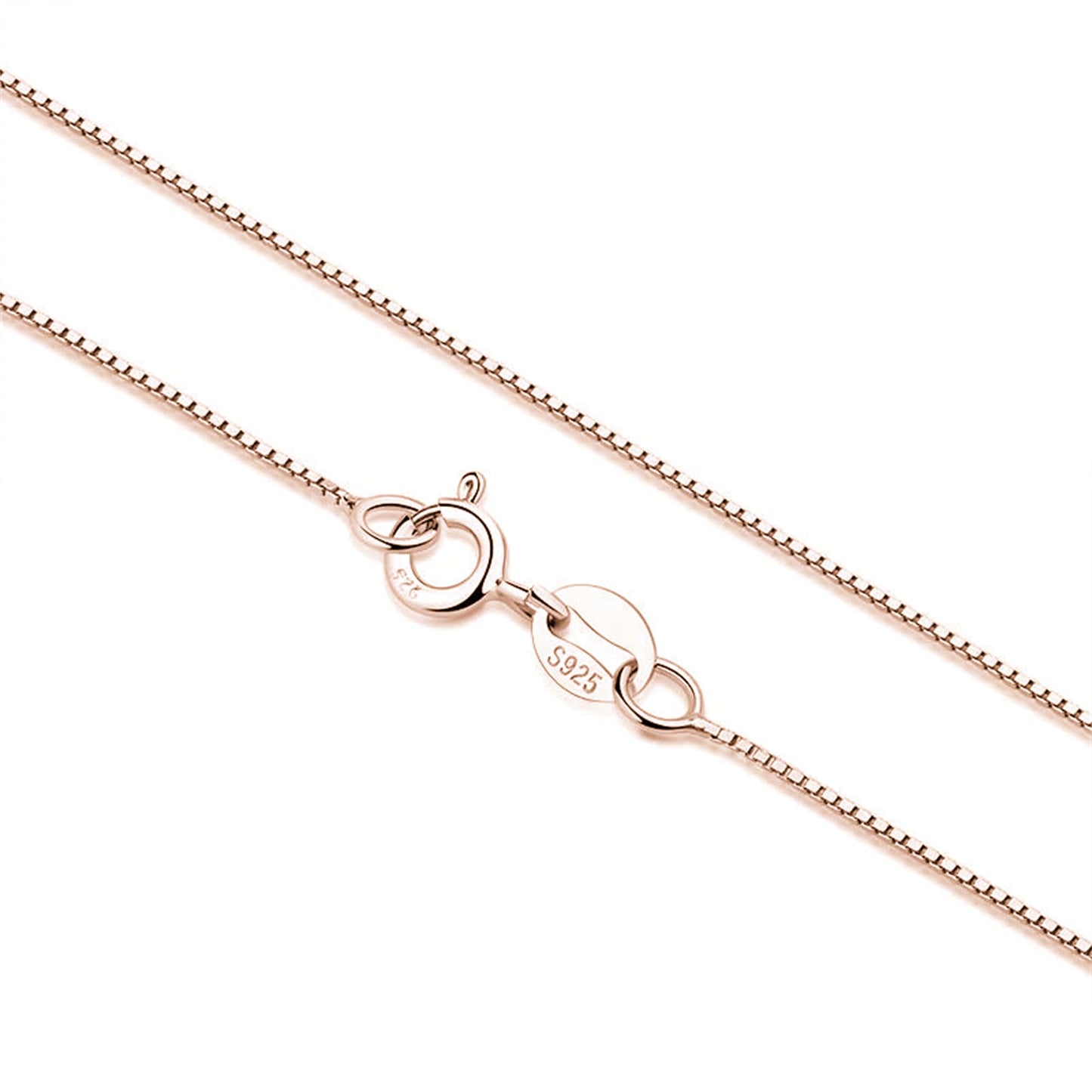 Minimalist Box Chain, roséfarbenes Finish, mit S925-Verschluss