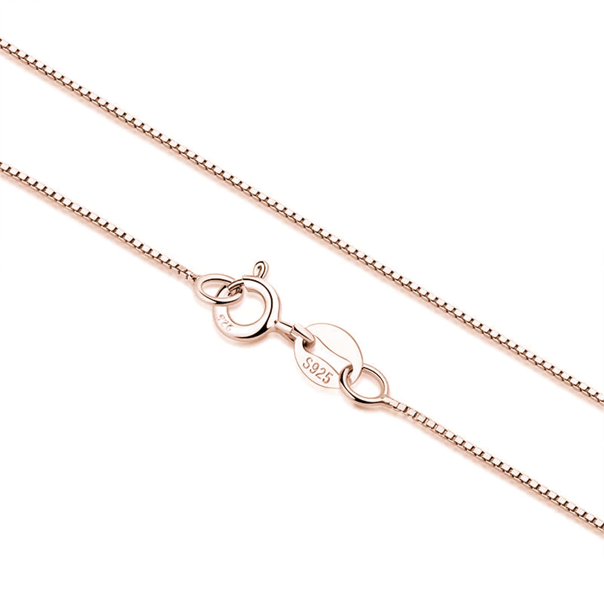 Minimalist Box Chain, roséfarbenes Finish, mit S925-Verschluss