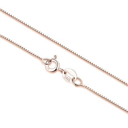 Minimalist Box Chain, roséfarbenes Finish, mit S925-Verschluss