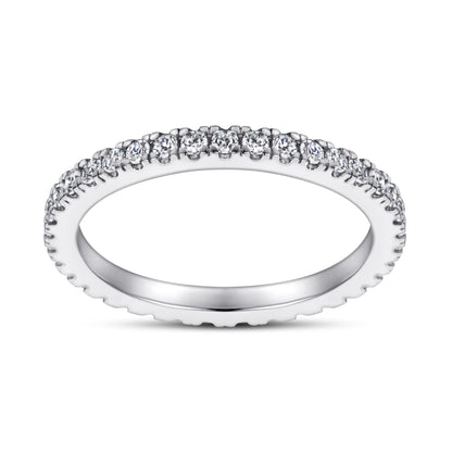 Sterling Silver Full Eternity 2mm Paved CZ Crystal Stacking Band Ring I - U