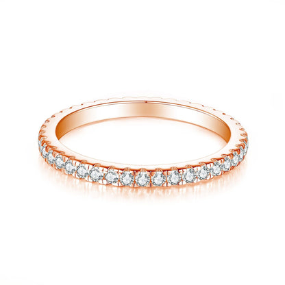 Rose Gold on Sterling Silver Full Eternity 2mm Paved CZ Crystal Band Ring I - U