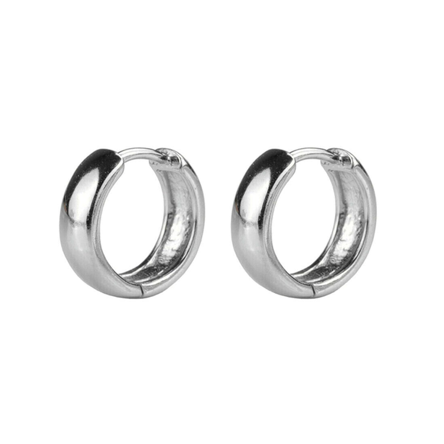 Sterling Silver 3mm Band Huggie Sleeper Hoop Earrings 6mm 8mm 10mm Unisex