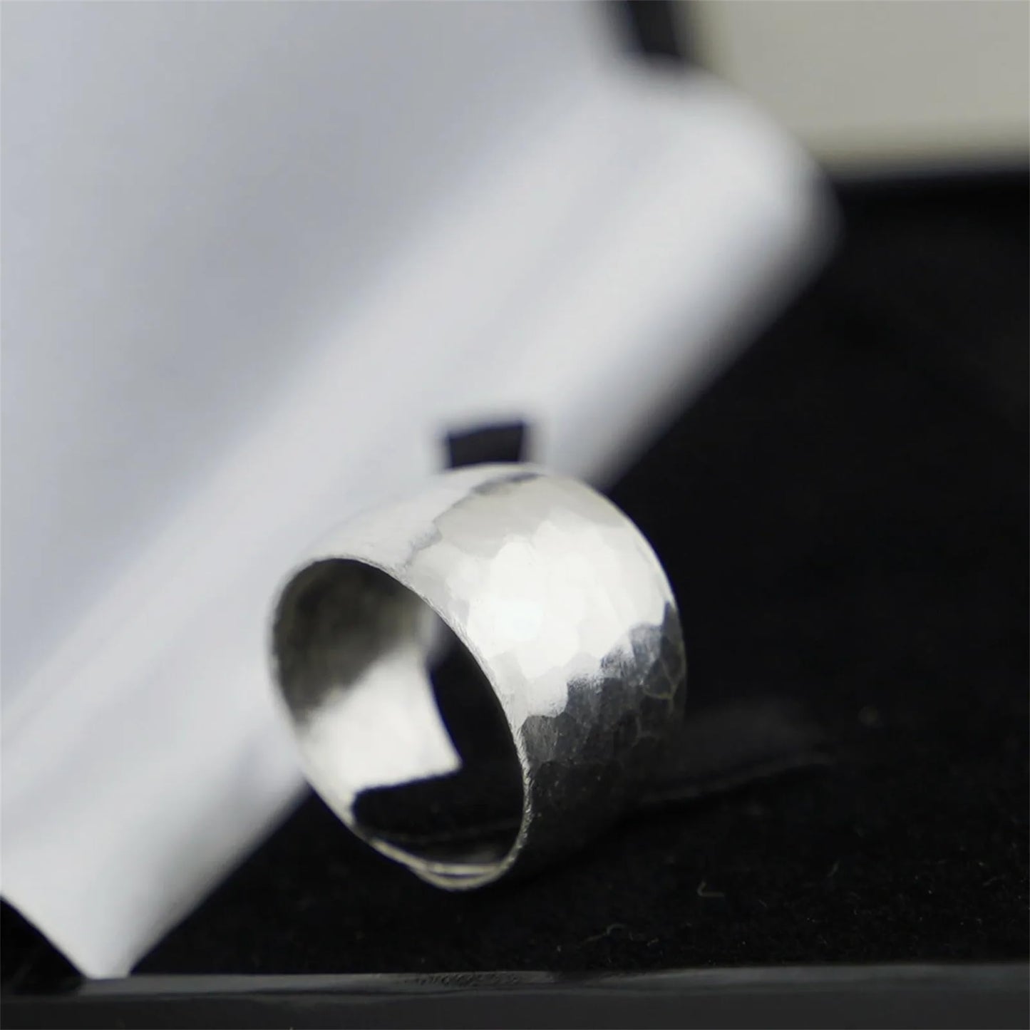 Sterling Silver Hammered Wide Dome Wrap Statement Ring K - T