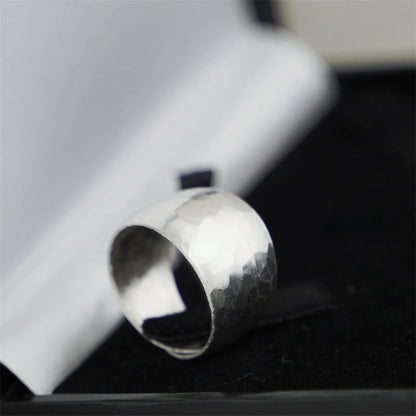 Sterling Silver Hammered Wide Dome Wrap Statement Ring K - T