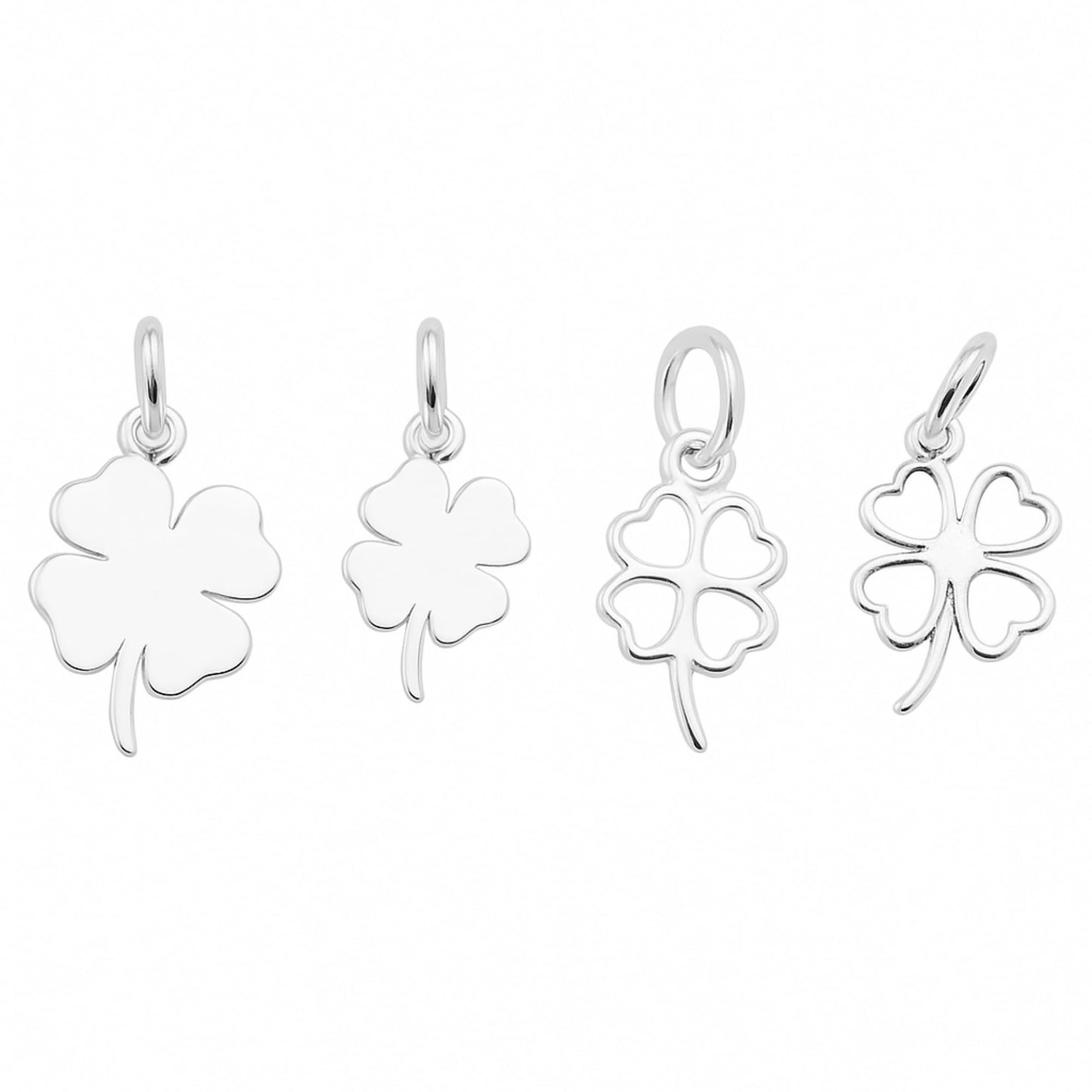 Sterling Silver Lucky Four Leaf Clover Pendant Charm For Necklace Bracelet