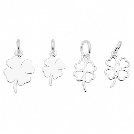 Sterling Silver Lucky Four Leaf Clover Pendant Charm For Necklace Bracelet