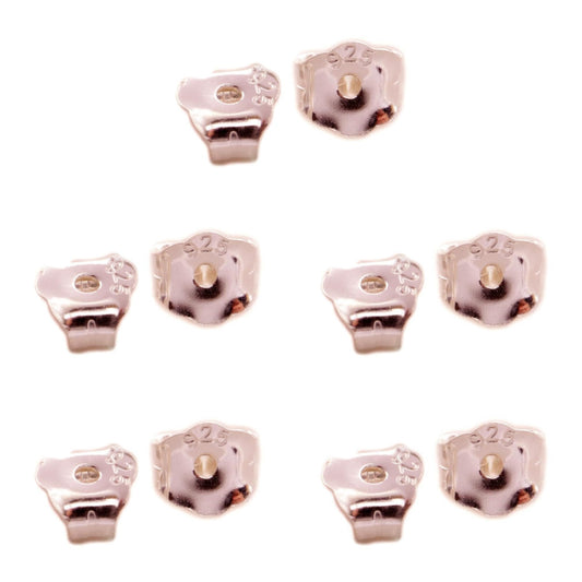 5 Pairs (10 Pcs) Rose Gold on Sterling Silver Large 5mm Butterfly Backs Fit Stud Earrings